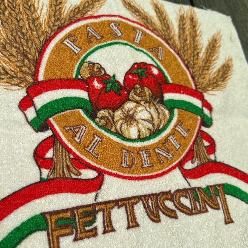 Vintage Franco Kitchen Towel Crochet Kit BBQ Pasta Graphics Yarn Hook Buttons